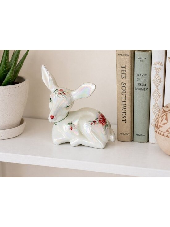 Fenton Other - Fenton White Iridescent Hand Painted Deer Figurine D. Frederick Signed 3.5"